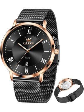 Men's Rose Gold Analog Quartz Stainless Steel Classic Luxury Date Wrist Watch